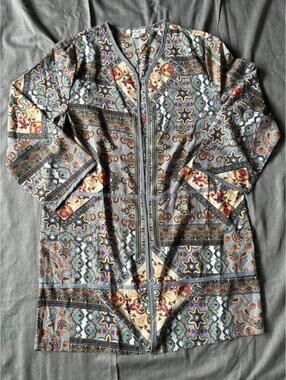 Simply Noelle Paisley Patchwork Topper Jacket Kimono Sample Size L/XL 12/14 Gray